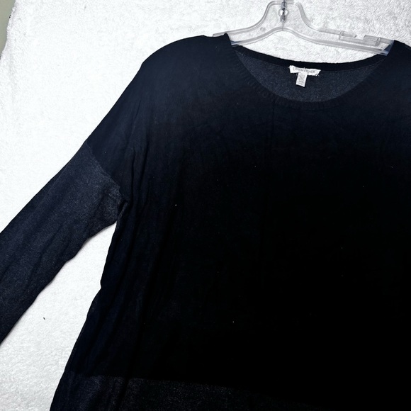 Eileen Fisher Colorblock Knit Oversized Tunic Oversized Knit Sweater L BlackGrey - Picture 6 of 13